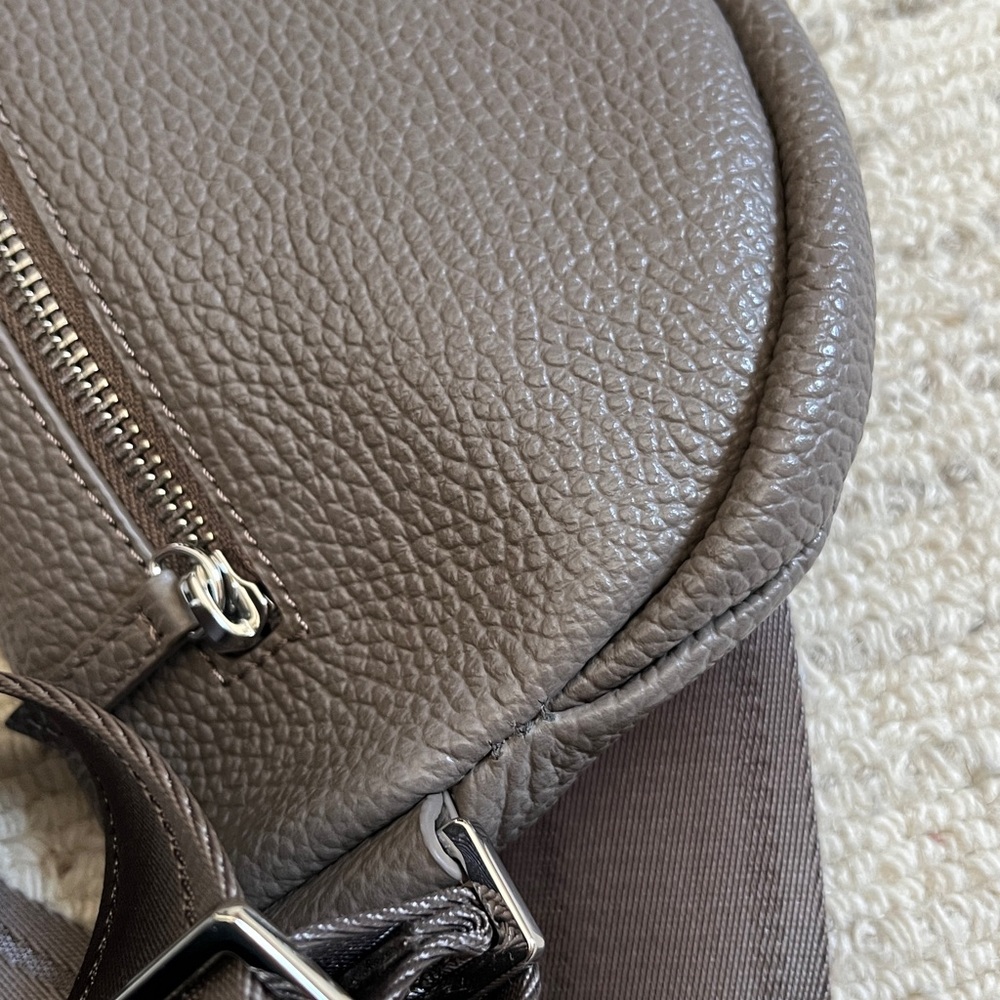 Italian pebble leather sling bag by Quince in color Mink - Picture 9 of 11